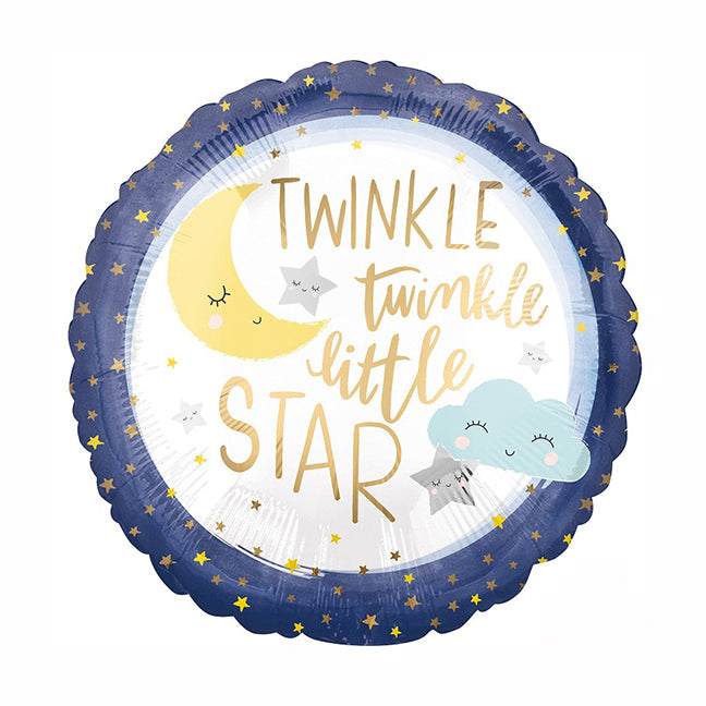 Balon foliowy z helem okrągły "Twinkle Little Star", AM, 46cm - Warsaw balloonmakers