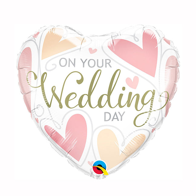 Balon foliowy z helem serce Wedding Day, QL, 45cm - Warsaw balloonmakers