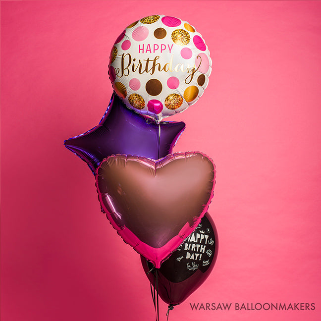Bukiet balonowy z helem, Happy Birthday to you, dodaj karton - Warsaw balloonmakers