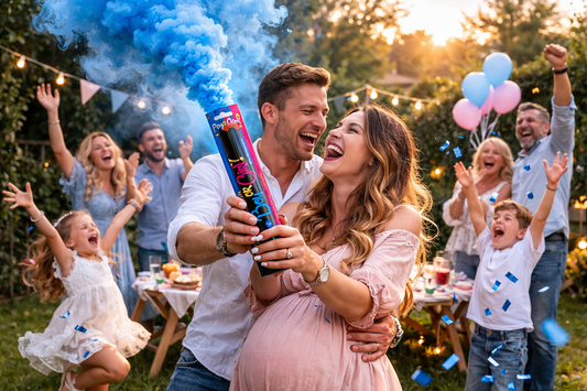 Baby Shower Warszawa – raca z kolorowym dymem Boy or Girl dostępnym od ręki