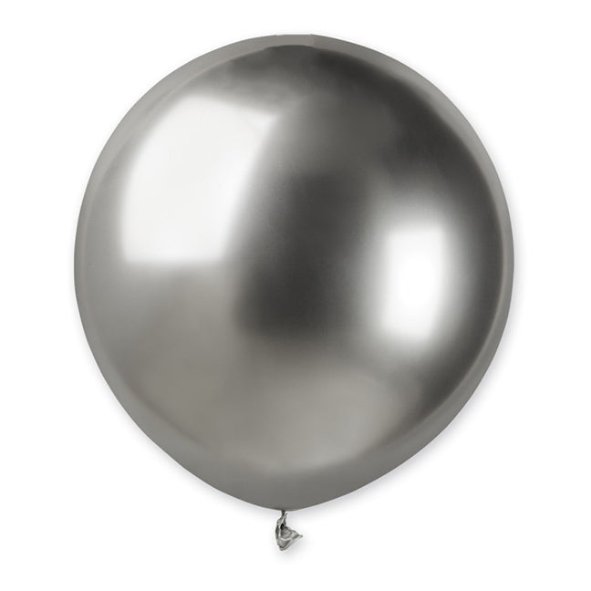 Balon lateksowy z helem, Shiny, 48cm - Chrom Silver