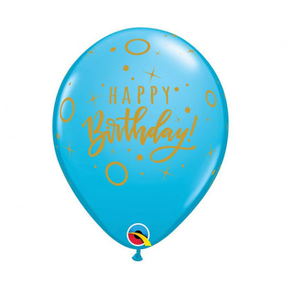 Balon lateksowy z helem, Qualatex, 30cm - Happy Birthday - Dots & Sprinkles