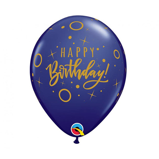 Balon lateksowy z helem, Qualatex, 30cm - Happy Birthday - Dots & Sprinkles