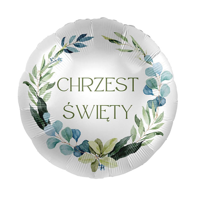 Botaniczny motyw i subtelna kolorystyka podkreślają uroczysty charakter Chrztu Świętego w nowoczesnym stylu.