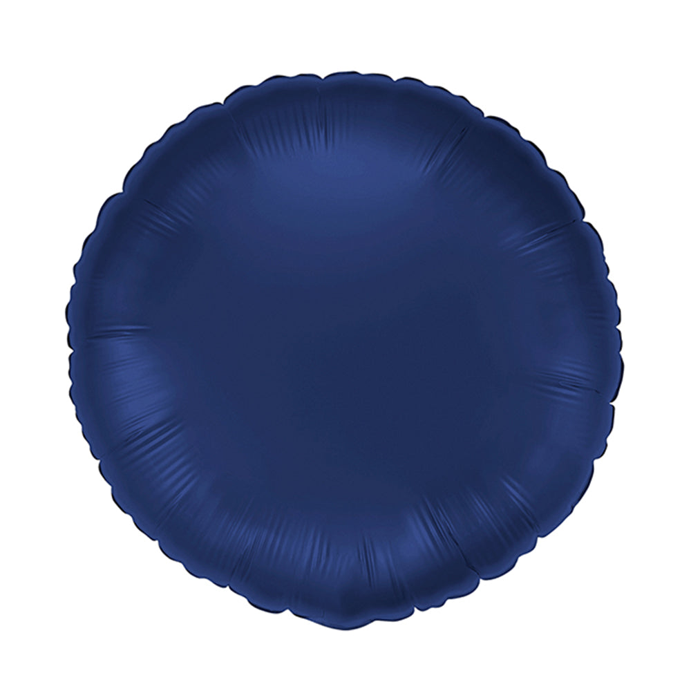 Balon foliowy z helem, okrągły, granatowy, 45cm - Satin Blue Navy