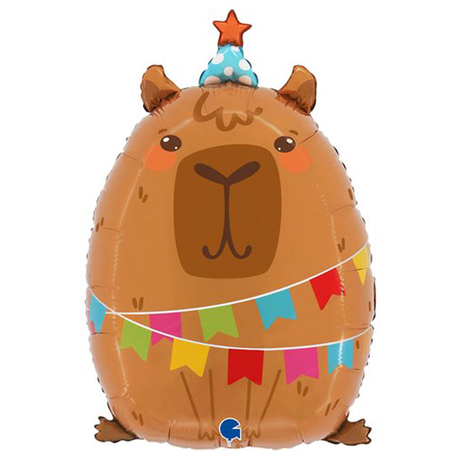 Balon foliowy z helem, kapibara, Grabo, 58cm - Party Capybara