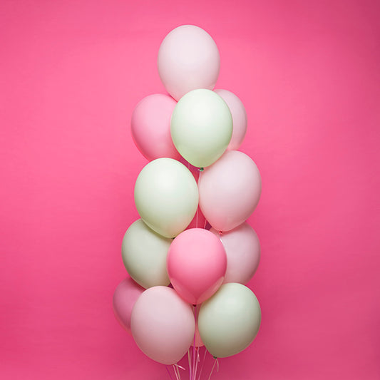 Bukiet balonów z helem, 13 sztuk - Pistachio & Pink