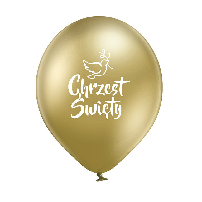 Balon lateksowy z helem, złoty, B-Balloons, 30cm - Chrzest Święty