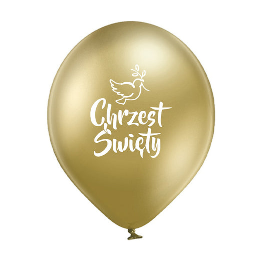 Balon lateksowy z helem, złoty, B-Balloons, 30cm - Chrzest Święty