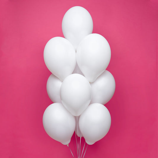 Bukiet balonów z helem, 10 sztuk, biały - All Pure White