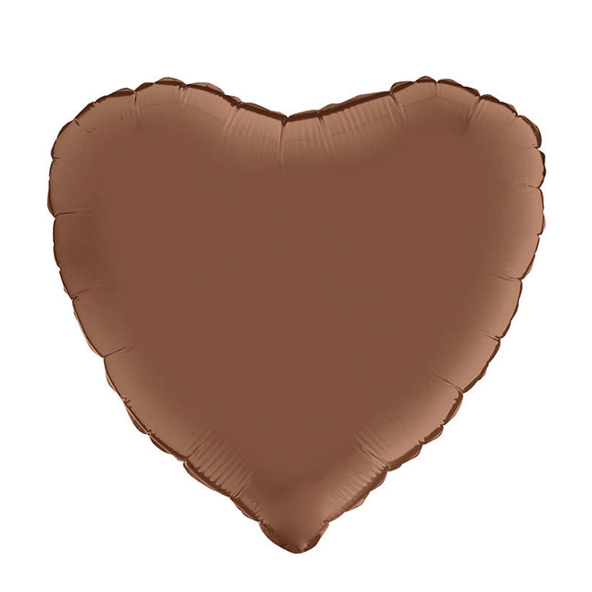 Balon foliowy z helem, czekoladowy, brązowy, Grabo, 45cm - Serce