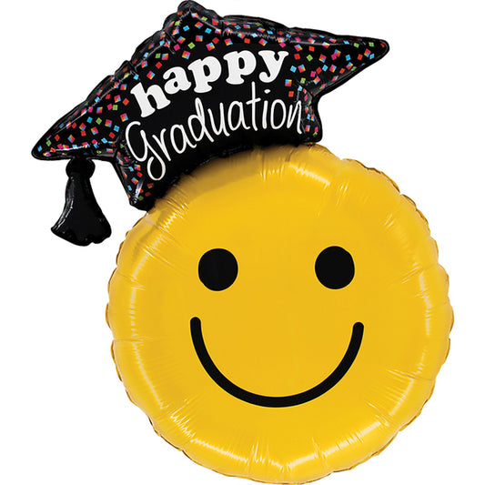 Balon foliowy z helem, Grabo, 66cm - Graduation Smiley