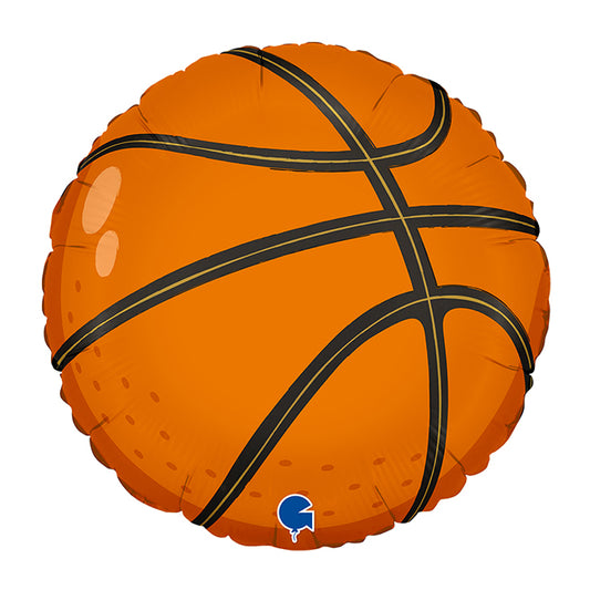 Balon foliowy z helem, koszykówka, okrągły, 48cm - Basketball