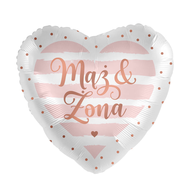 Balon foliowy z helem, Mąż Żona, 45cm - Just Married Rose
