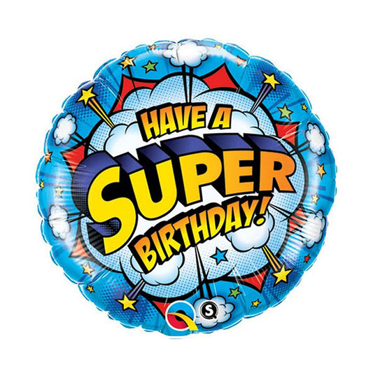 Balon foliowy z helem, Qualatex, 46cm - Have A Super Birthday!