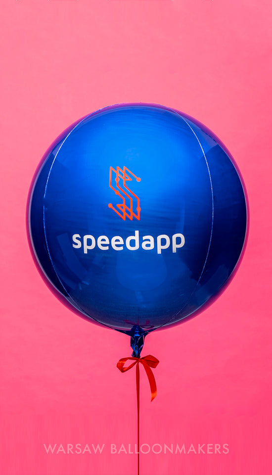 personalizowany balon foliowy kula 3D Anagram od warsaw balloonmakers z logo dla speedapp