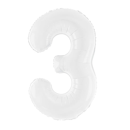 Balon z helem, biały, XXL 86 cm, długolatający - cyfra 3