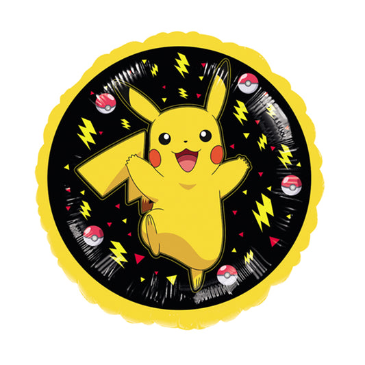 Okrągły balon foliowy Pokémon z Pikachu i Poké Ballami, 43 cm