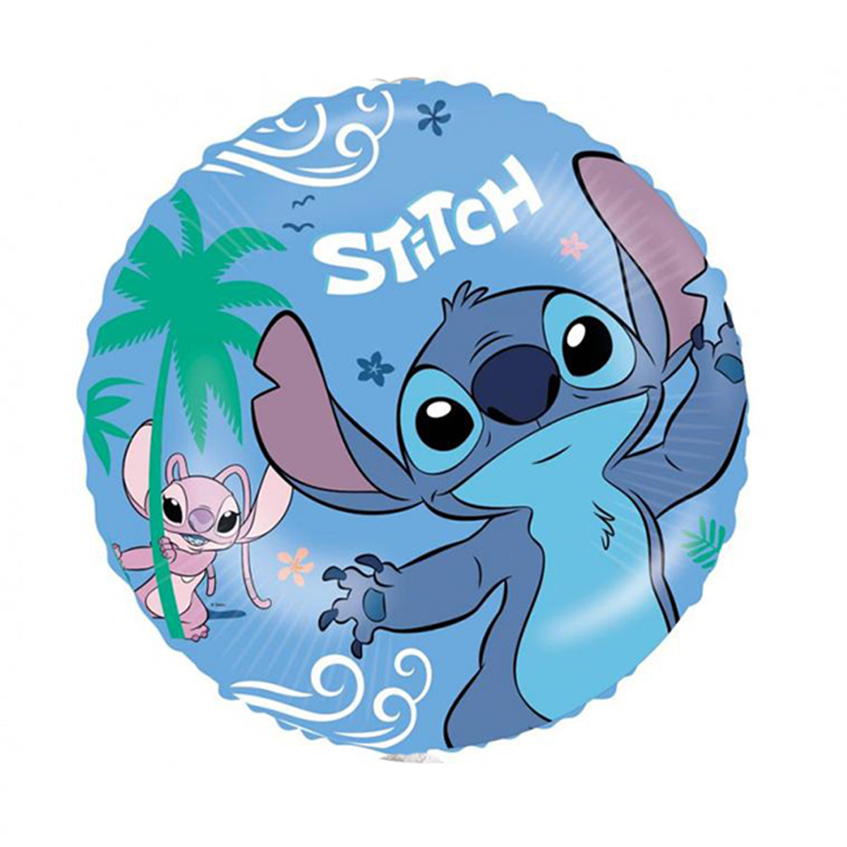 Okrągły balon foliowy Disney ze Stitchem i Angel, 46 cm