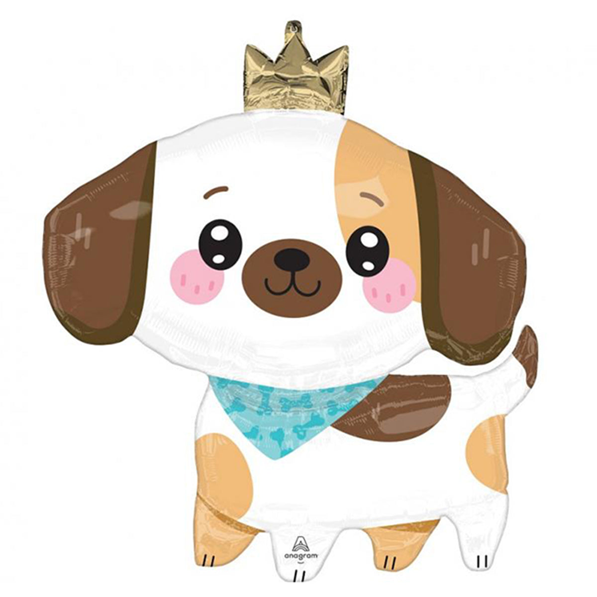 Balon foliowy Kawaii Puppy w kształcie pieska z koroną, 66 × 68 cm