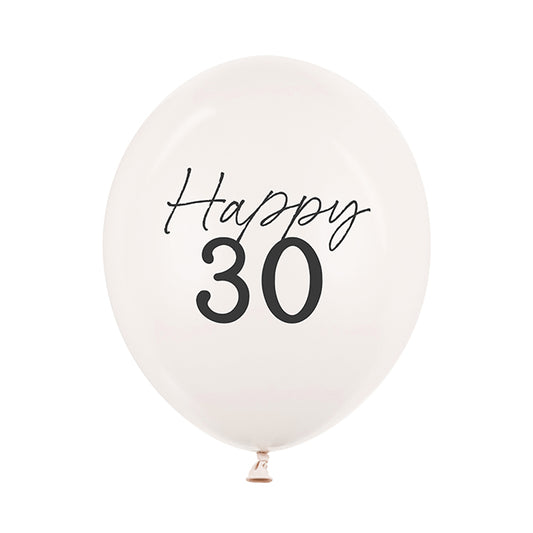 Balon lateksowy z helem, Pastel off-white, PartyDeco, 30cm - 30th Birthday