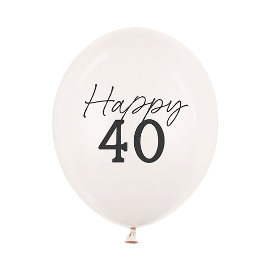 Balon lateksowy z helem, Pastel off-white, PartyDeco, 30cm - 40th Birthday