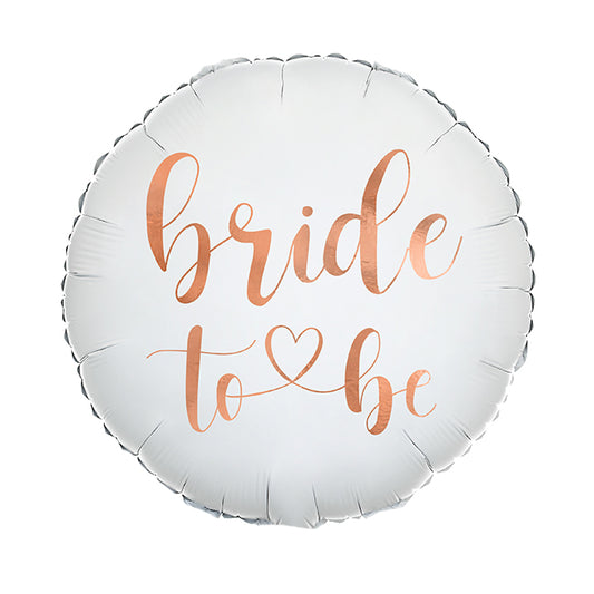 Balon foliowy z helem, goldrose, okrągły, PartyDeco, 48cm - Bride