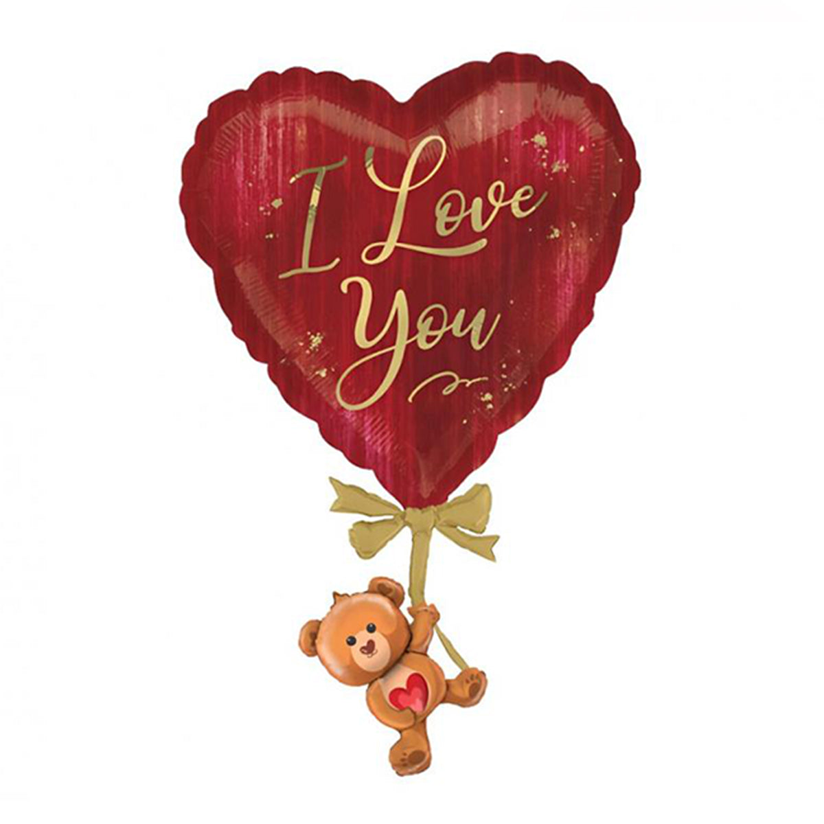 Balon foliowy bordowe serce Love You z helem, GoDan, 57 cm