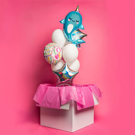 Bukiet balonów z helem na baby shower, 9 sztuk - Witaj na świecie!