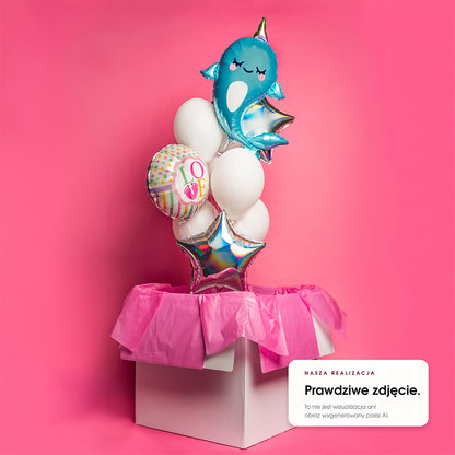 Bukiet balonów z helem na baby shower, 9 sztuk - Witaj na świecie!