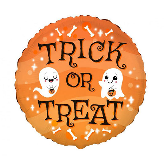 Balon foliowy z helem, okrągły, Flexmetal, 48cm - Trick or treat