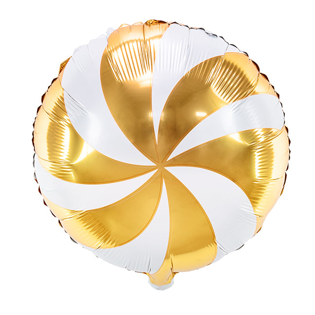 Balon foliowy z helem, PartyDeco, 35cm - Cukierek złoty