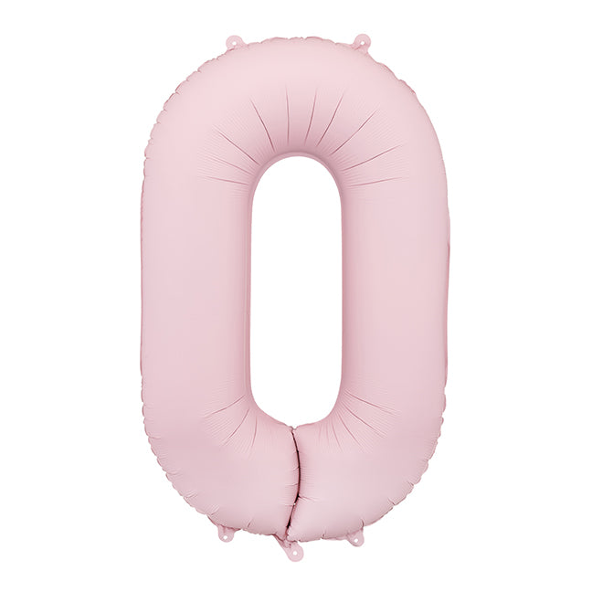 Balon z helem, jasny różowy matowy, XXL 86 cm, długolatający - cyfra 0