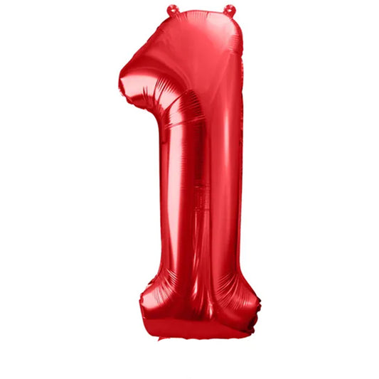 Balon z helem, czerwony, XXL 86 cm, długolatający - cyfra 1