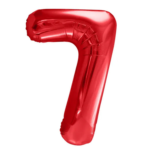 Balon z helem, czerwony, XXL 86 cm, długolatający - cyfra 7