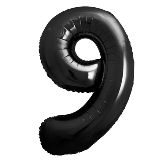 Balon z helem, czarny, XXL 86 cm, długolatający - cyfra 9