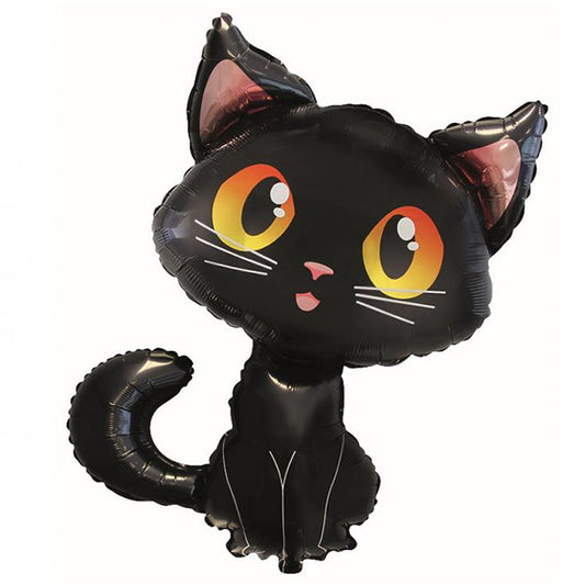 Balon foliowy z helem, Flexmetal, 65cm - Czarny Kot