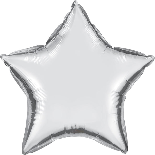 Balon foliowy z helem, srebrny, Partydeco, 70cm - Gwiazdka XXL