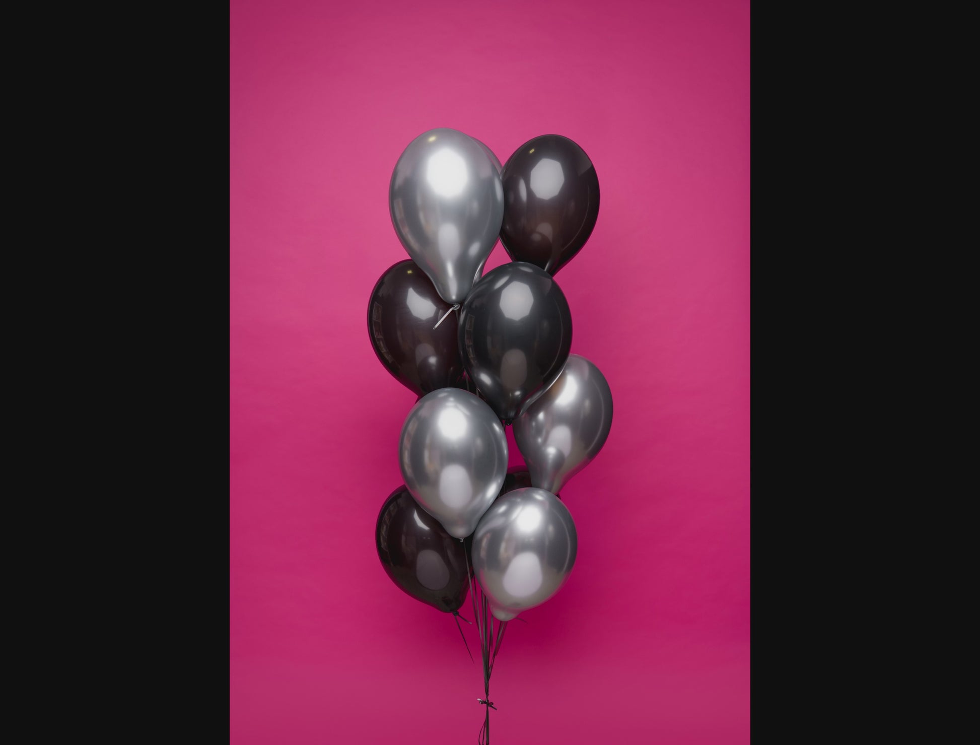 Srebrno czarny zestaw balonów lateksowych