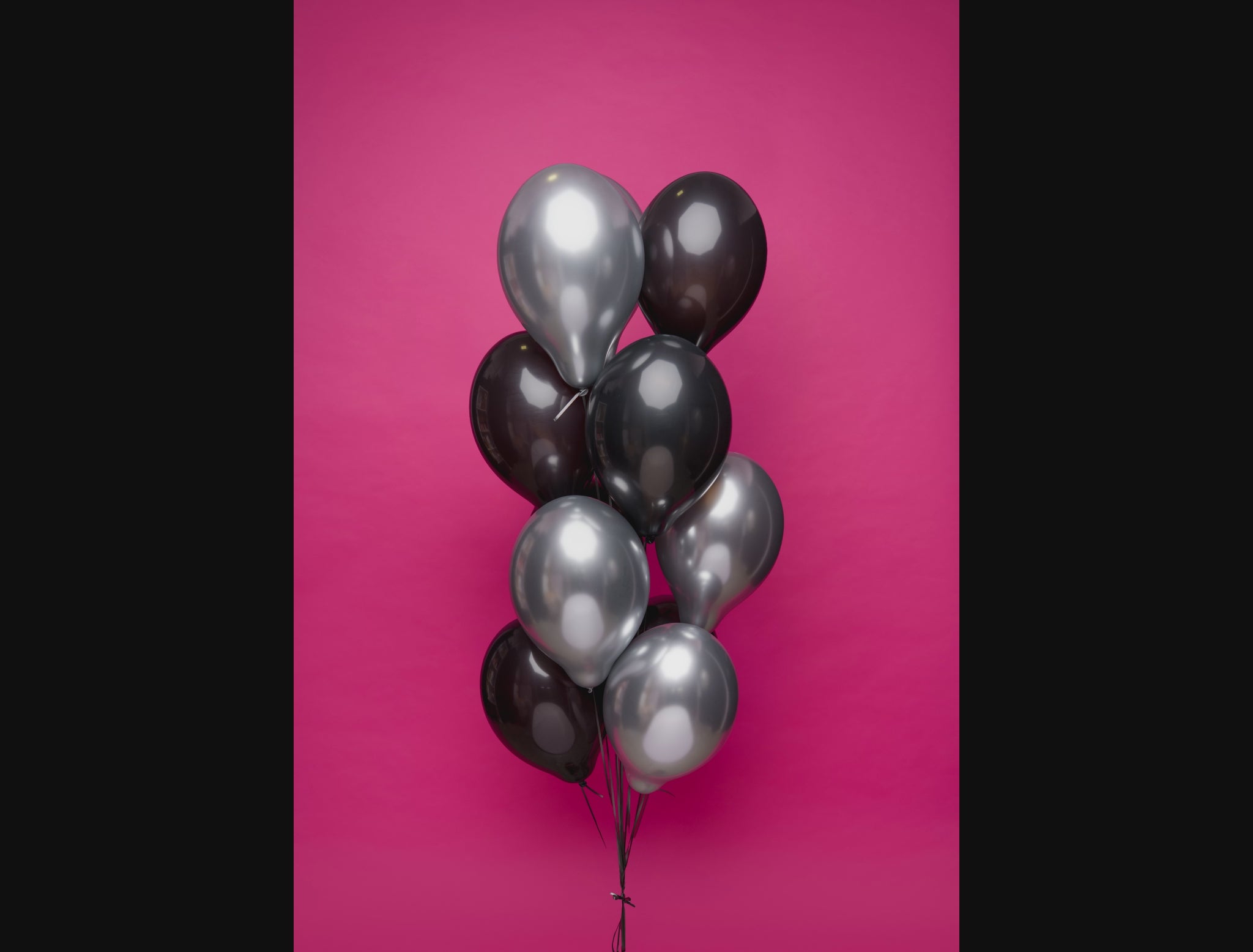 Srebrno czarny zestaw balonów lateksowych