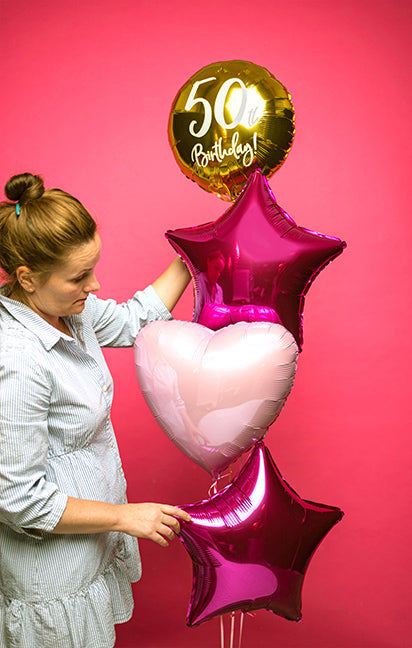 Bukiet Balonów z Helem na 50. Urodziny - Zestaw dla Niej