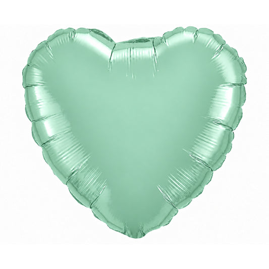 Balon foliowy serce miętowy matowy z helem, Flexmetal, 45 cm