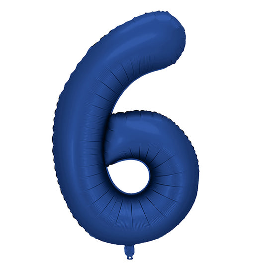 Balon z helem, granatowy, XXL 86 cm, długolatający - cyfra 6