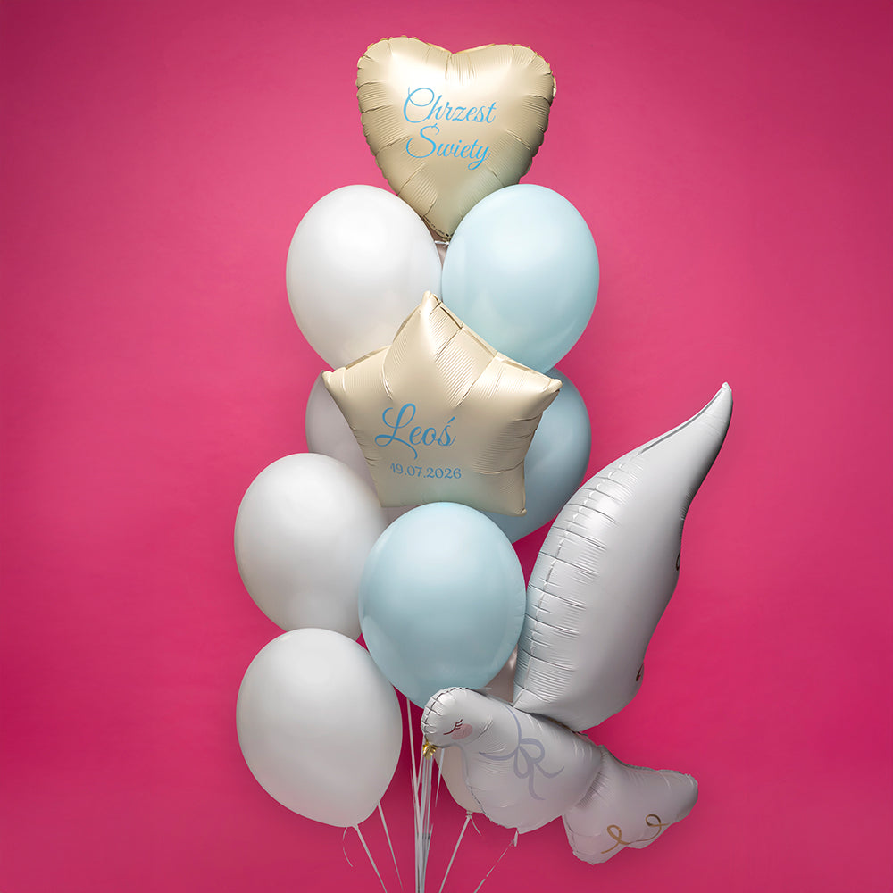Balony z helem na chrzest