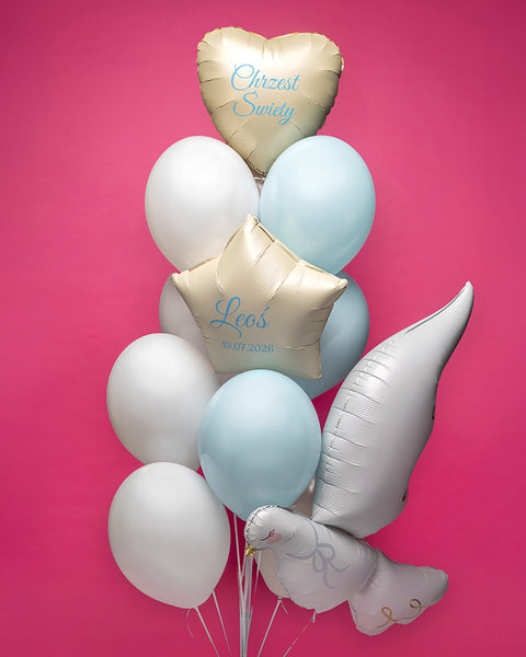 Balony z helem na chrzest