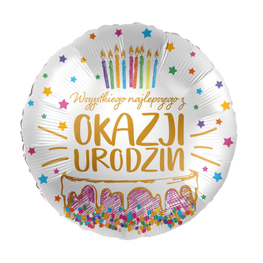 Balon „Z okazji urodzin” od razu buduje świąteczny klimat i podkreśla wyjątkowość dnia.