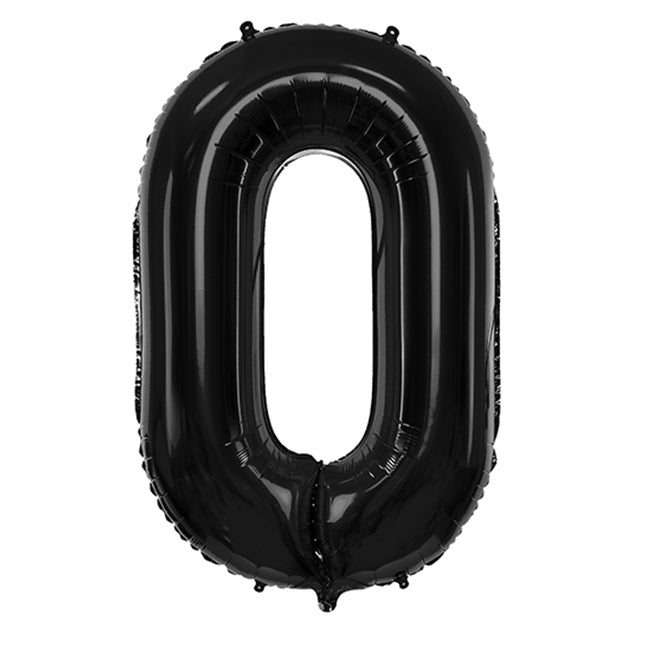 Balon foliowy z helem cyfra 0, czarna, 86cm - Warsaw balloonmakers