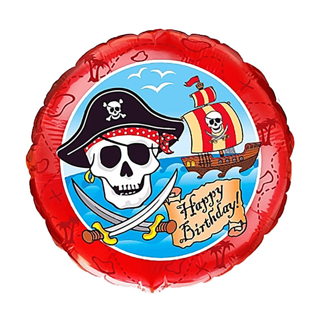 Balon foliowy z helem okrągły "Pirat Happy Birthday" FX, 46cm - Warsaw balloonmakers