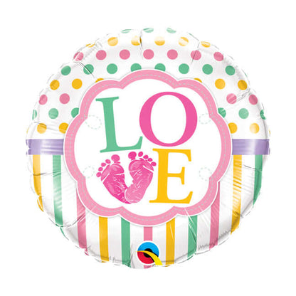 Balon foliowy z helem okrągły "Baby Girl" QL, 46cm - Warsaw balloonmakers