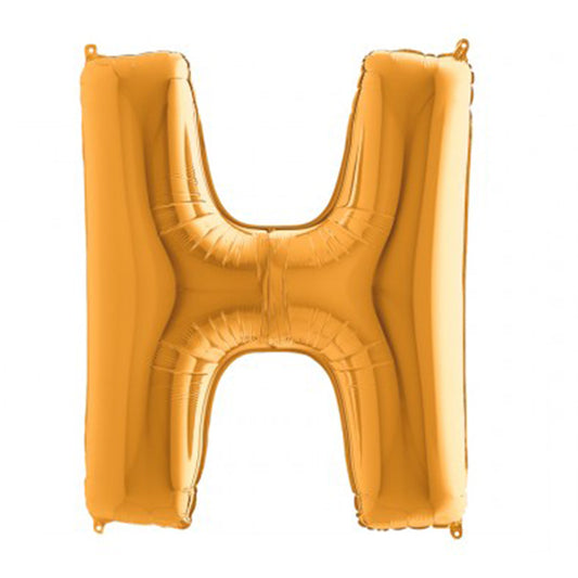Balon foliowy z helem, złoty, 101cm, Grabo - Litera H